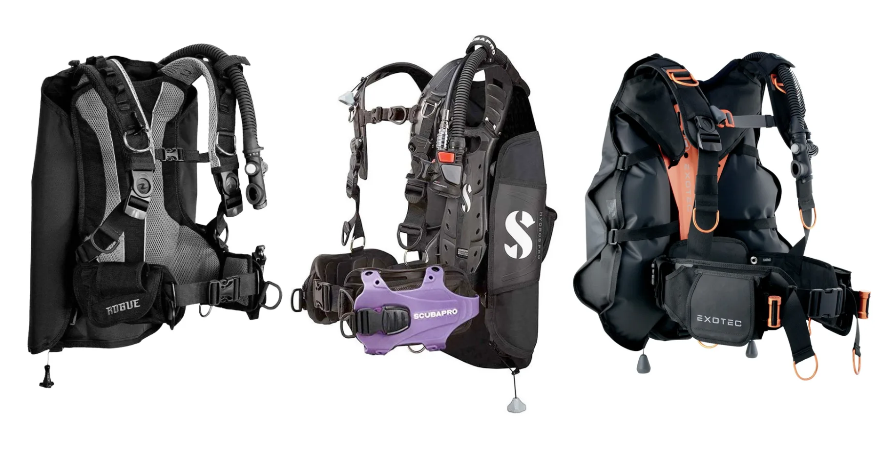 aqualung rogue, scubapro hydros pro, apeks exotec 